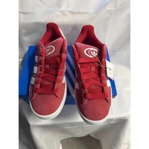Adidas Red Suede Campus Sneakers with White Stripes